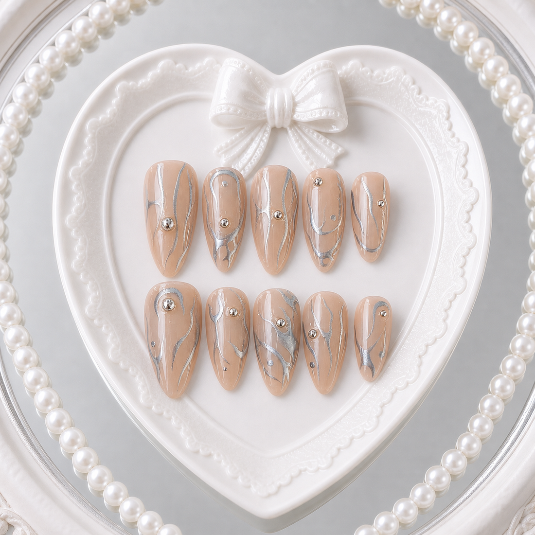 Silver Swirl heart tray