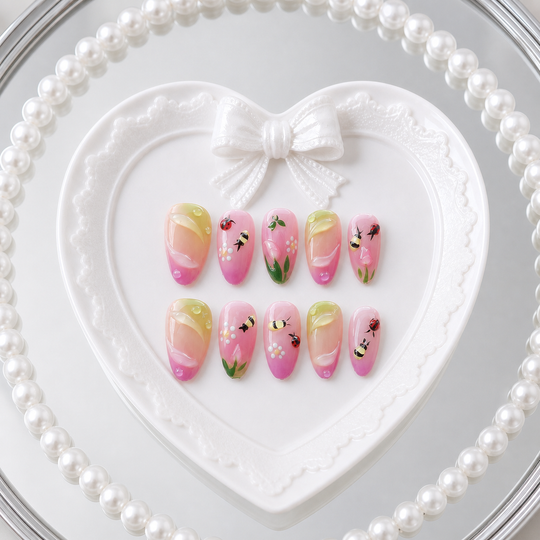 Spring Honey Drip heart tray