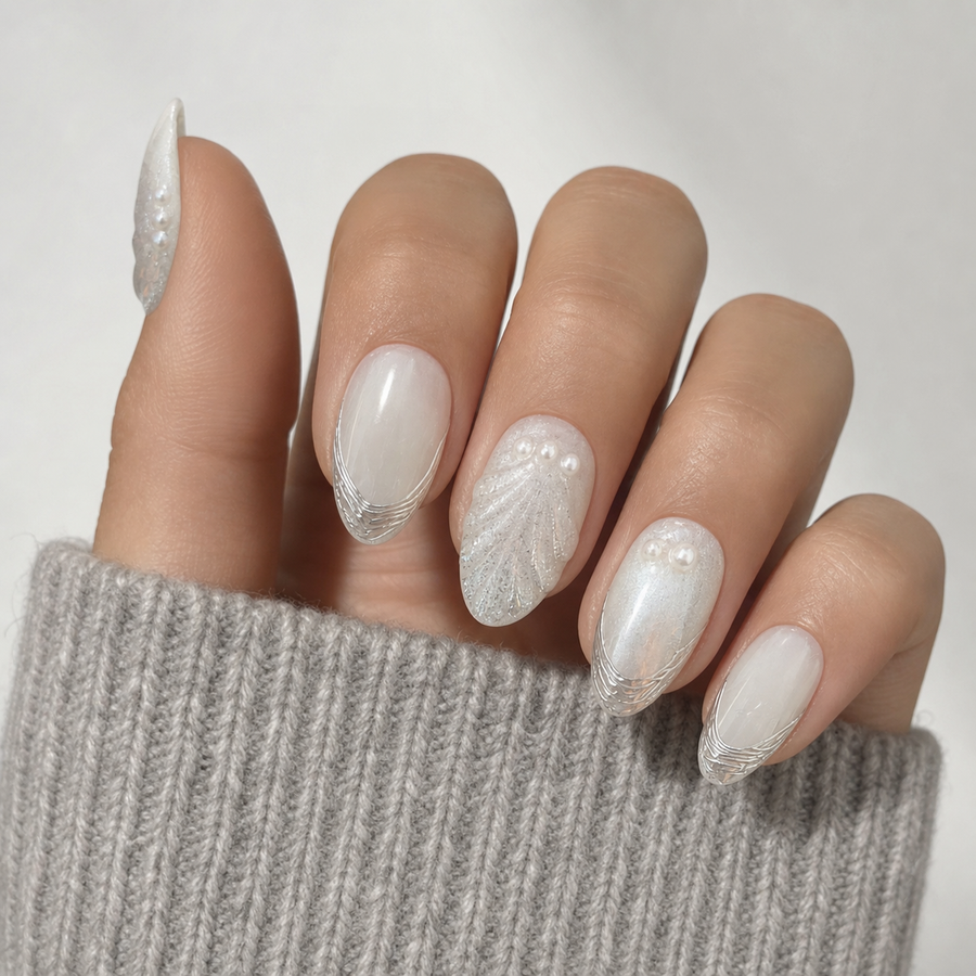Ivory Seashell hand display