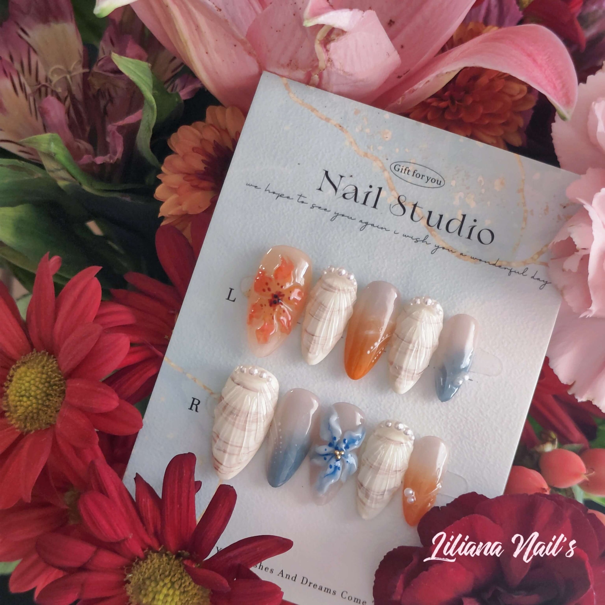 Seaside Whisper | Elegant Seashell & Pearl Handmade Press on Nails - Liliana Nail's