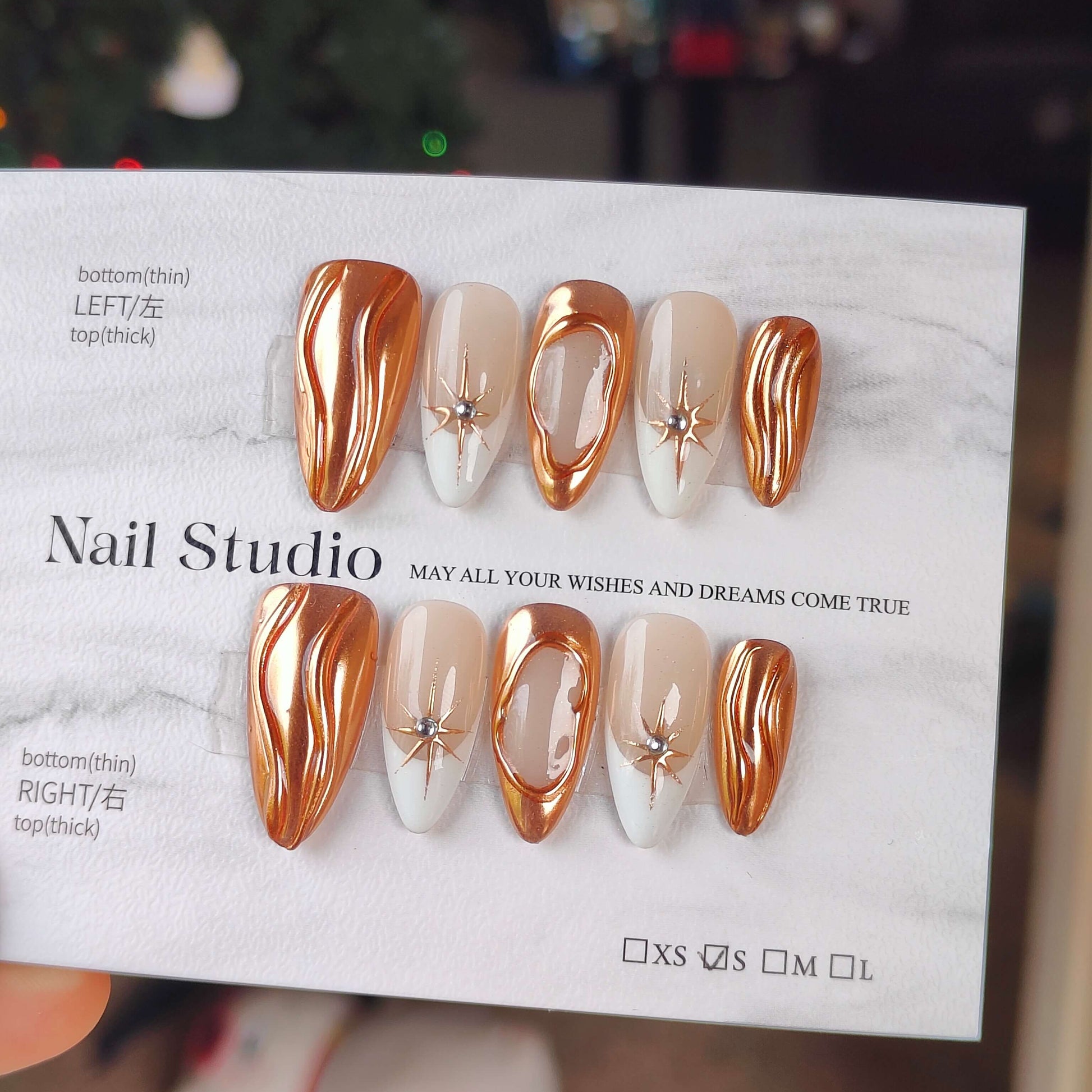 Golden/Bronze Luxe | Chic French Handmade Acrylic Press-On Nails - Liliana Nail's