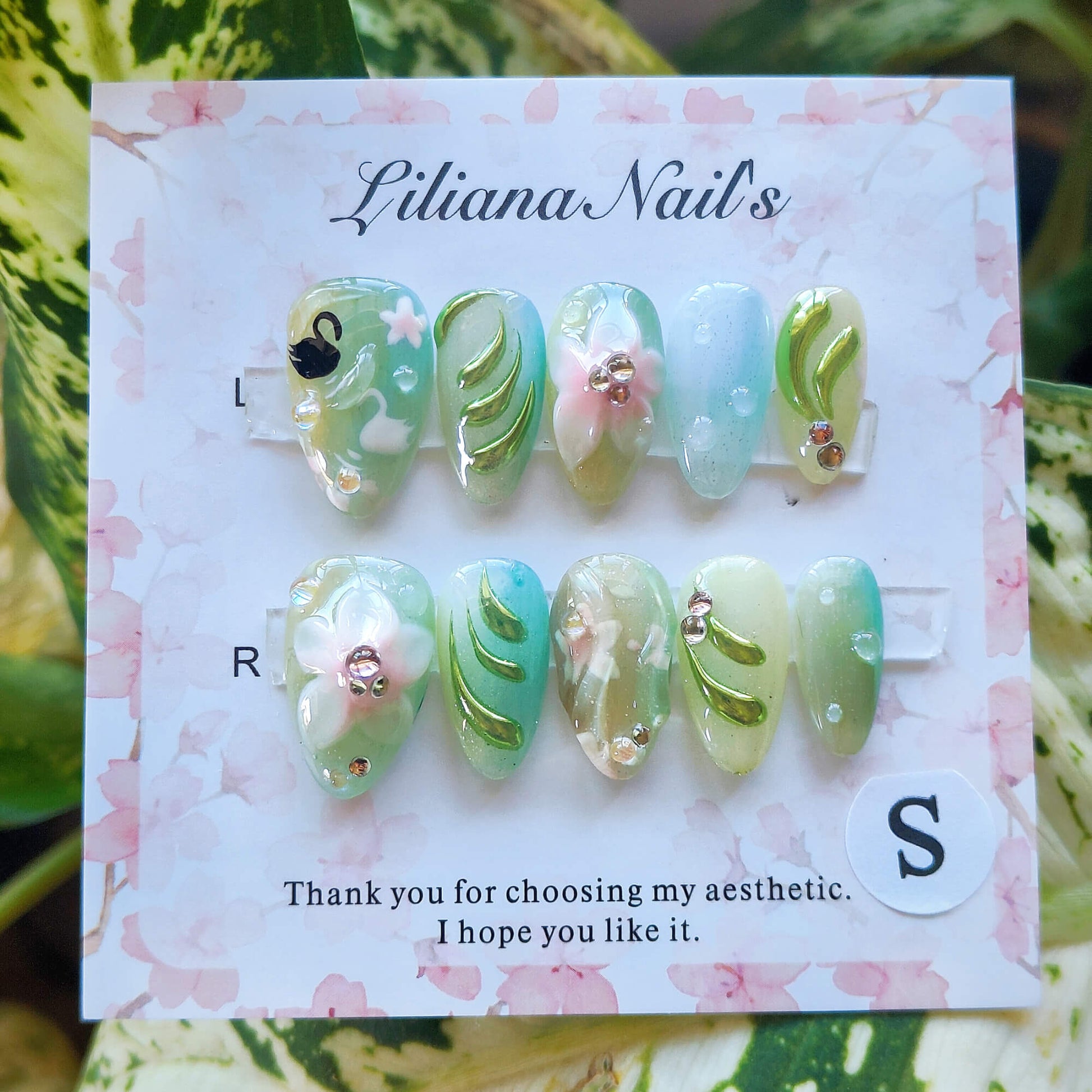 Enchanted Meadow| Acrylic Handmade Acrylic 3D Floral Press-On Nails - Liliana Nail's