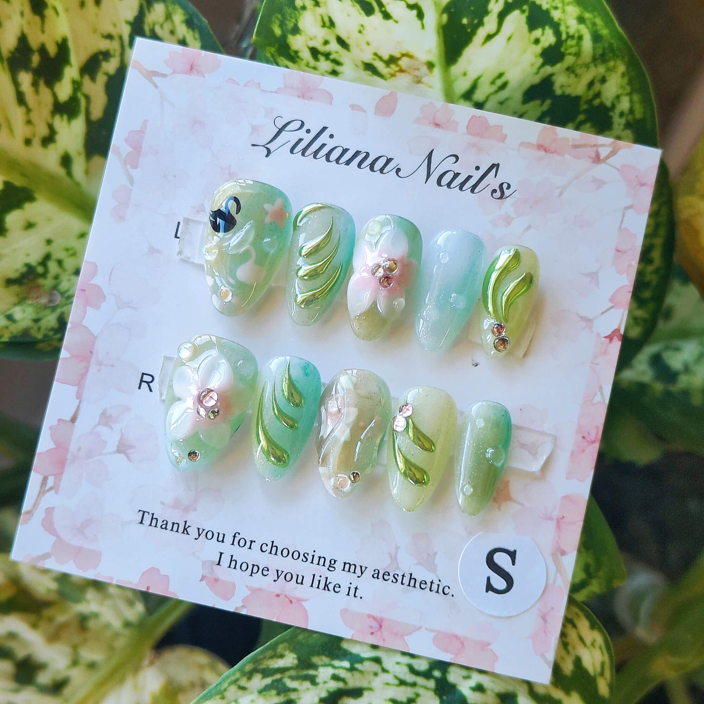 Enchanted Meadow| Acrylic Handmade Acrylic 3D Floral Press-On Nails - Liliana Nail's