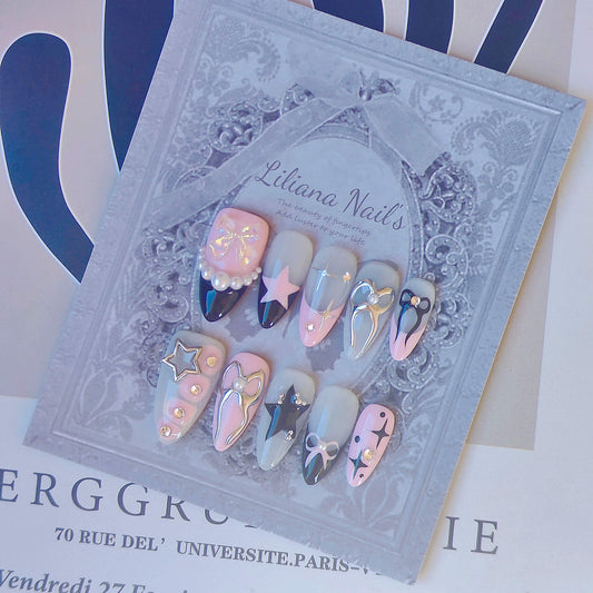 Sweetheart Y2K Handmade Acrylic Press-On Nails | Blackpink Reusable Manicure | Fake Nails False Nails