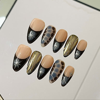 Golden Star Handmade Acrylic Press-On Nails | Chic Reusable Manicure | Fake Nails False Nails