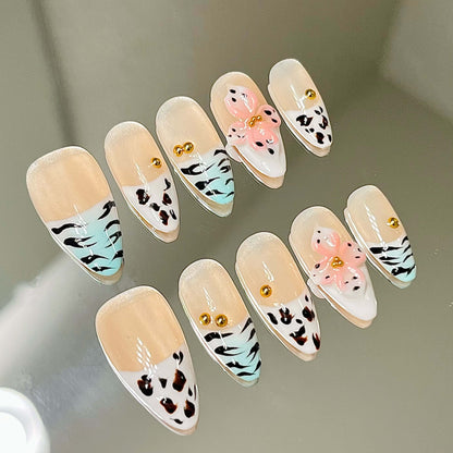 Pastel Safari Animal Print Press-On Nails | Handmade Acrylic Press-On Nails Fake Nails False Nails - Liliana Nail's