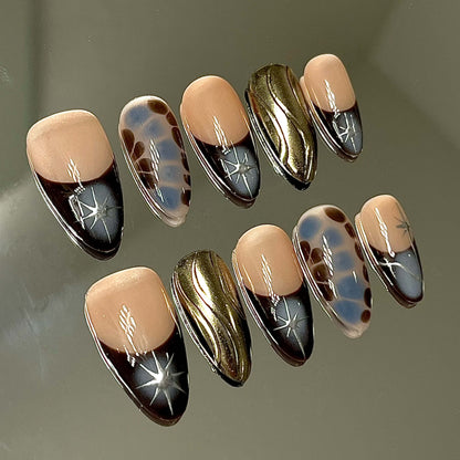 Golden Star Handmade Acrylic Press-On Nails | Chic Reusable Manicure | Fake Nails False Nails