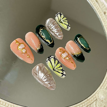 Forest Nymph Artistic Press-On Nails | 10pc Handmade Acrylic Press-On Nails Fake Nails False Nails - Liliana Nail's