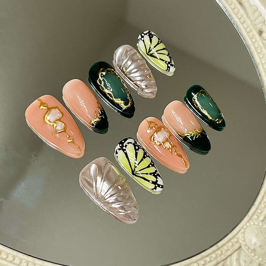 Forest Nymph Artistic Press-On Nails | 10pc Handmade Acrylic Press-On Nails Fake Nails False Nails - Liliana Nail's