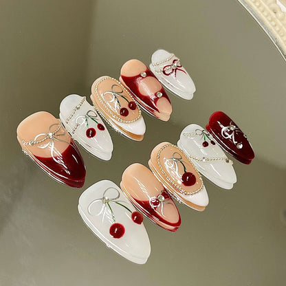 Cherry Bomb Press-On Nails | Handmade Acrylic Press-On Nails| Edgy Reusable Manicure| Fake Nails False Nails Stick on