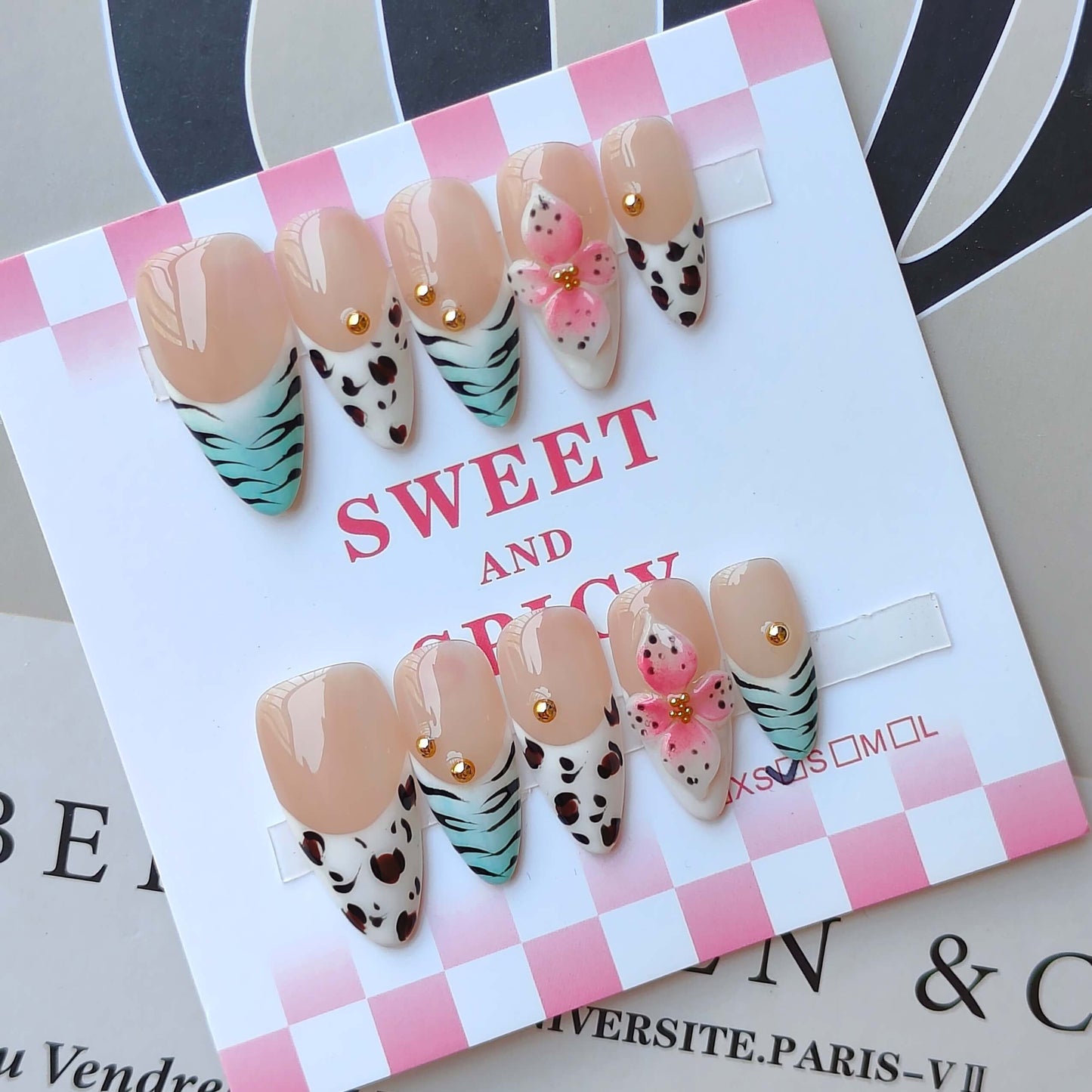 Pastel Safari Press-On Nails | Handmade Acrylic Press-On Nails - Liliana Nail's