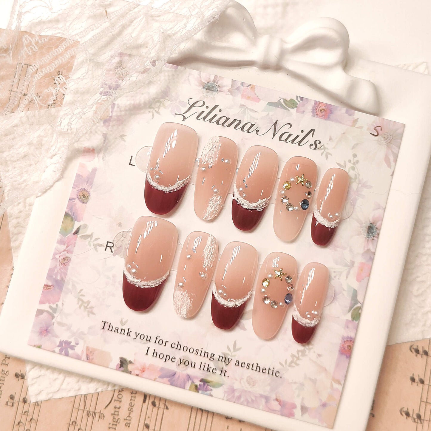 Mixed Christmas Press on Nails | 3D Bow, Gingerbread, Red & Black Nails, "Holiday Party" Sweater Texture Fake Nails