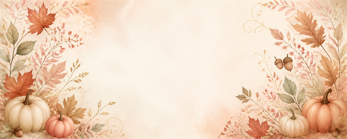Hand-painted autumn leaves and pumpkins homepage banner