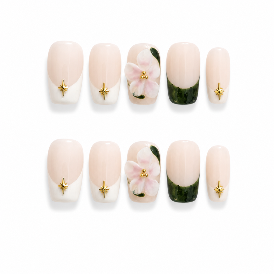 Short 3D Flower French Tip