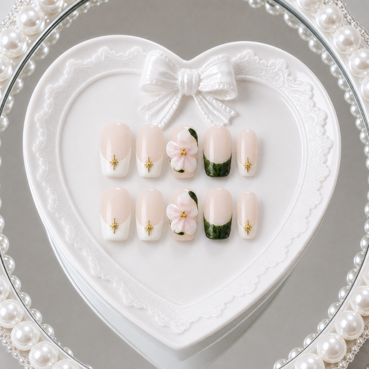 Short 3D Flower French Tip