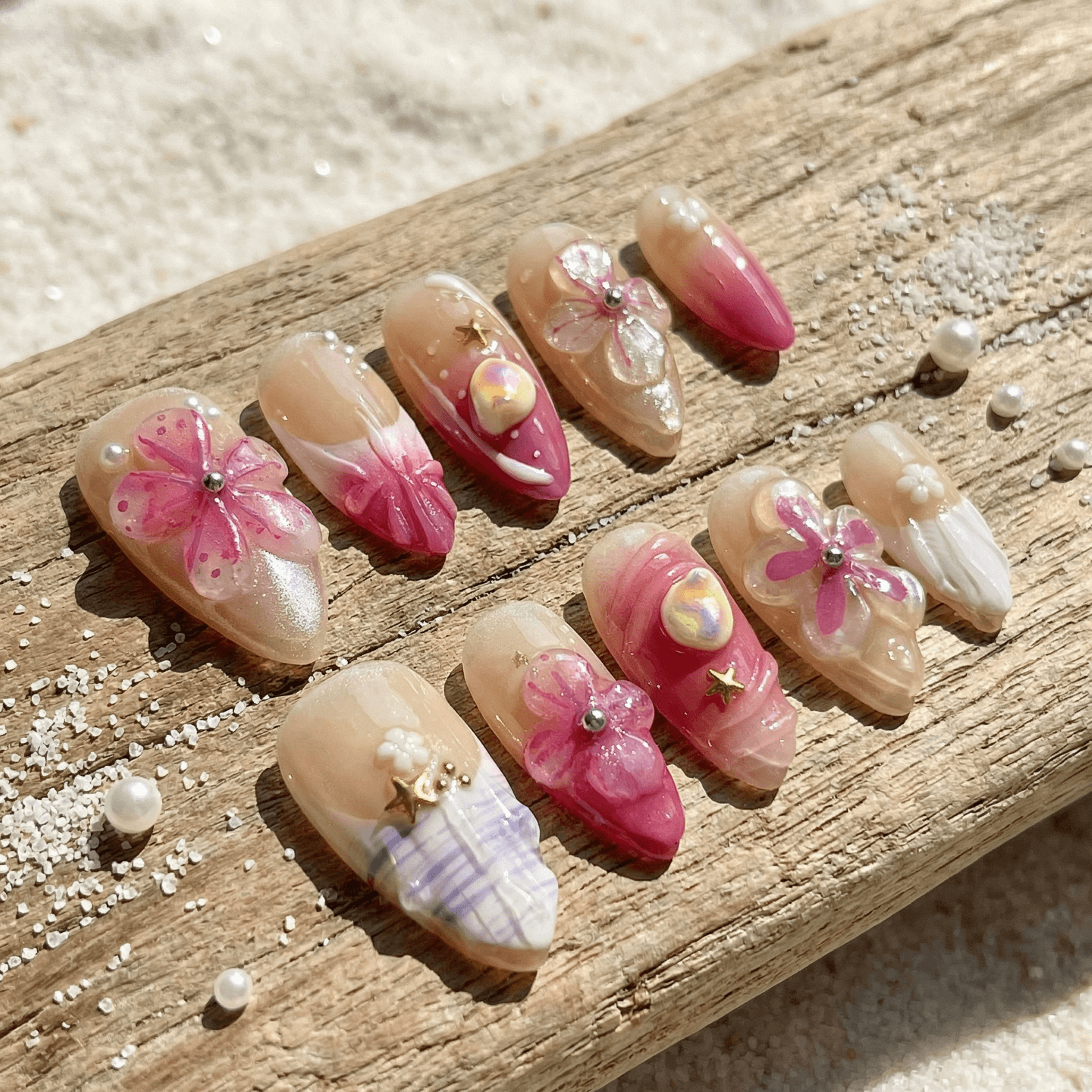 Purple Petals Almond - Liliana Nail's