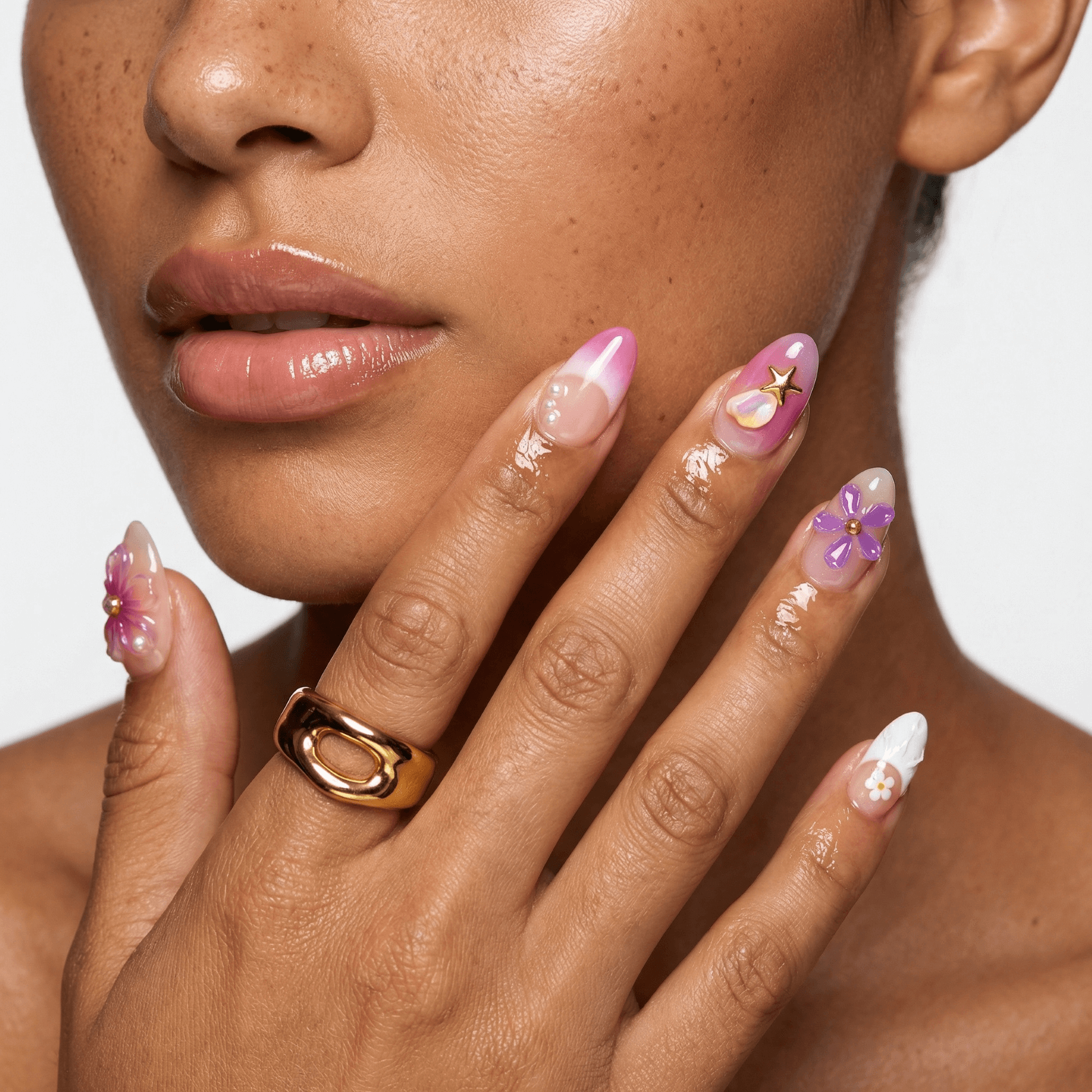 Purple Petals Almond - Liliana Nail's